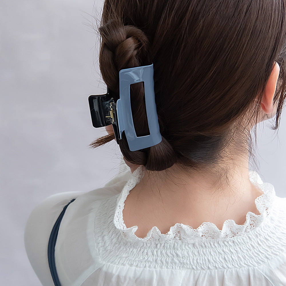 ヘアクリップ レクタングル フレーム カラー バンスクリップ