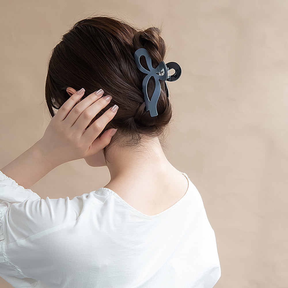 ヘアクリップ リボン カラー バンスクリップ