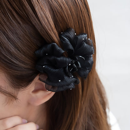 ヘアクリップ NOUVE. シアー フリル ドット 2個セット ミニ バンスクリップ