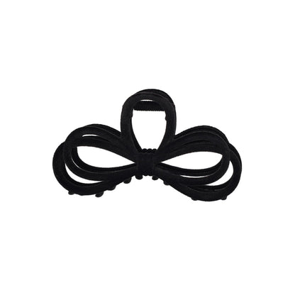 ヘアクリップ フロッキー リボン カラー バンスクリップ