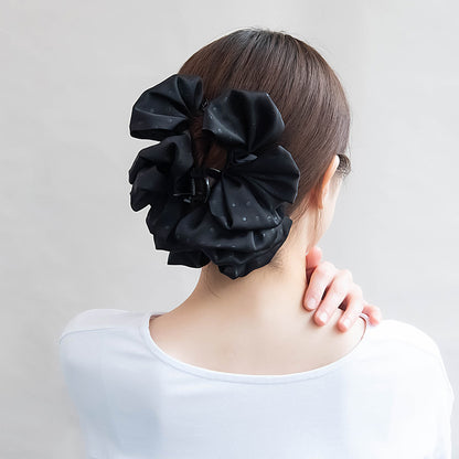 ヘアクリップ シマー ビッグ フリル ボリューム ドット 柄 バンスクリップ
