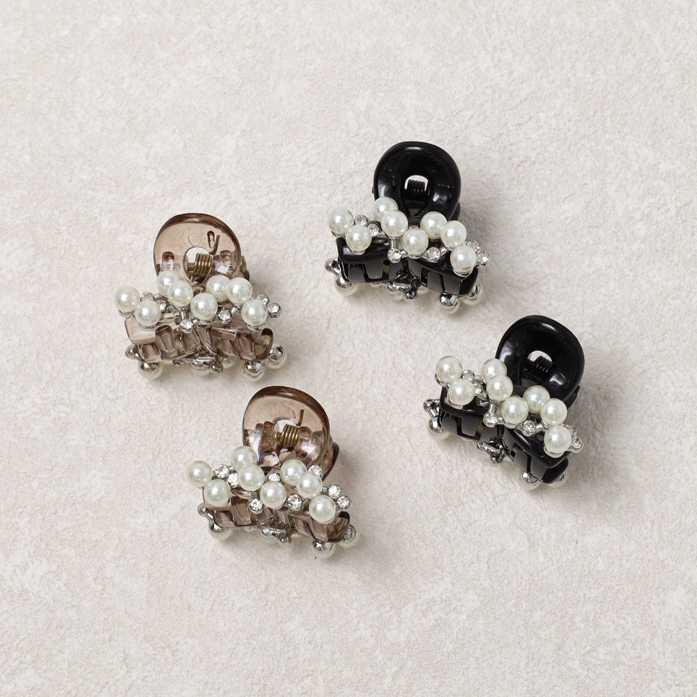 ヘアクリップ mini clip パール ストーン ２個セット ミニ バンスクリップ