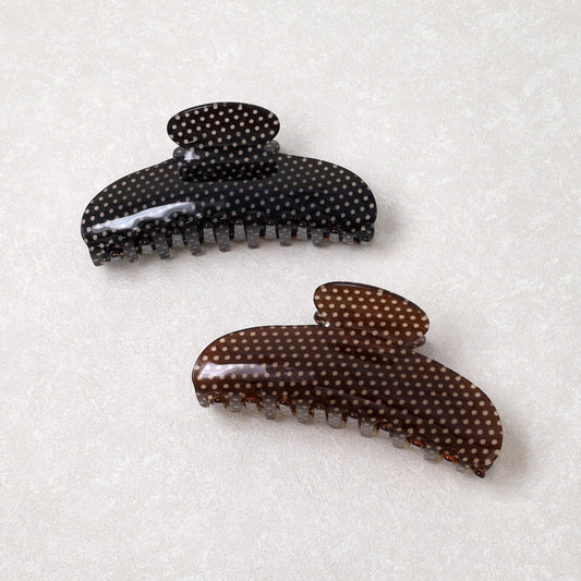 ヘアクリップ ピンドット ベーシックカラー バンスクリップ