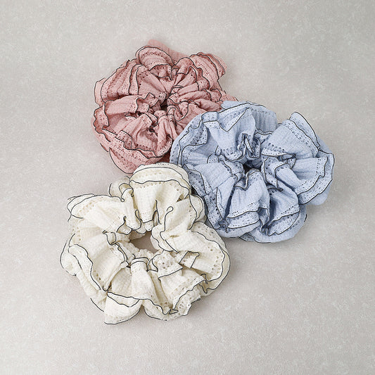 シュシュ レース フリル バイカラー ボリューム