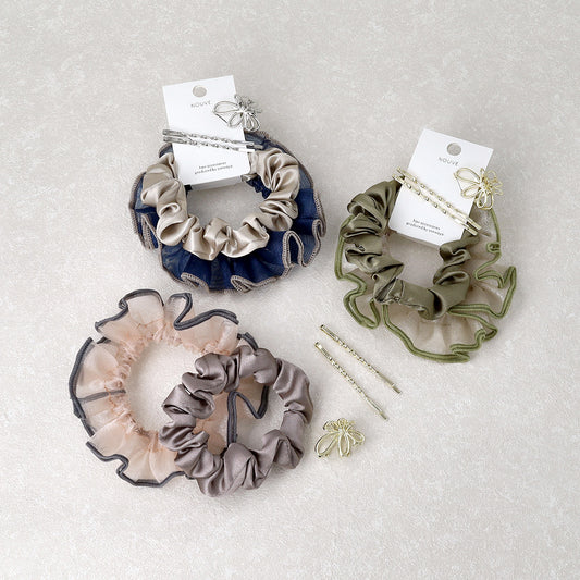 シュシュ NOUVE. メタル フラワー ミニ バンスクリップ ツイスト アメピン 5個セット マルチセットシュシュ