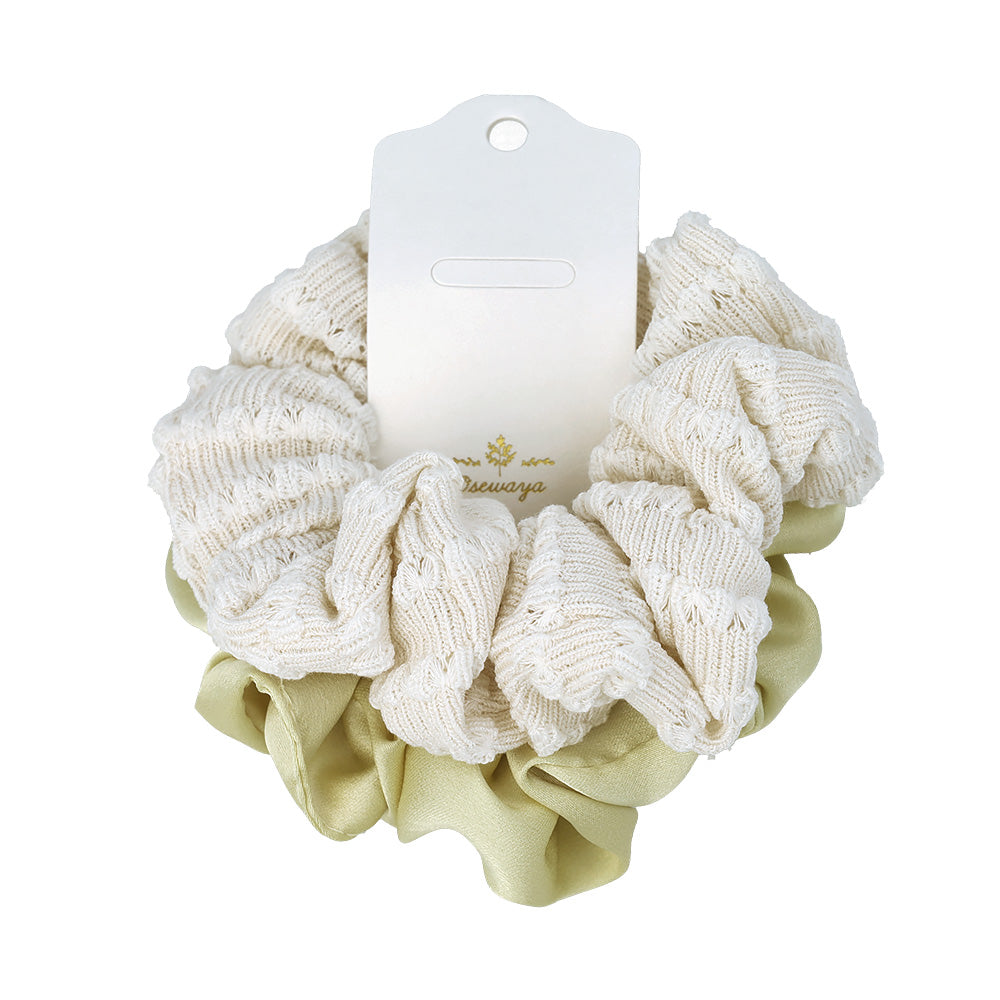 シュシュ カラー 無地 ニット風 ミニ 2個セット セットシュシュ