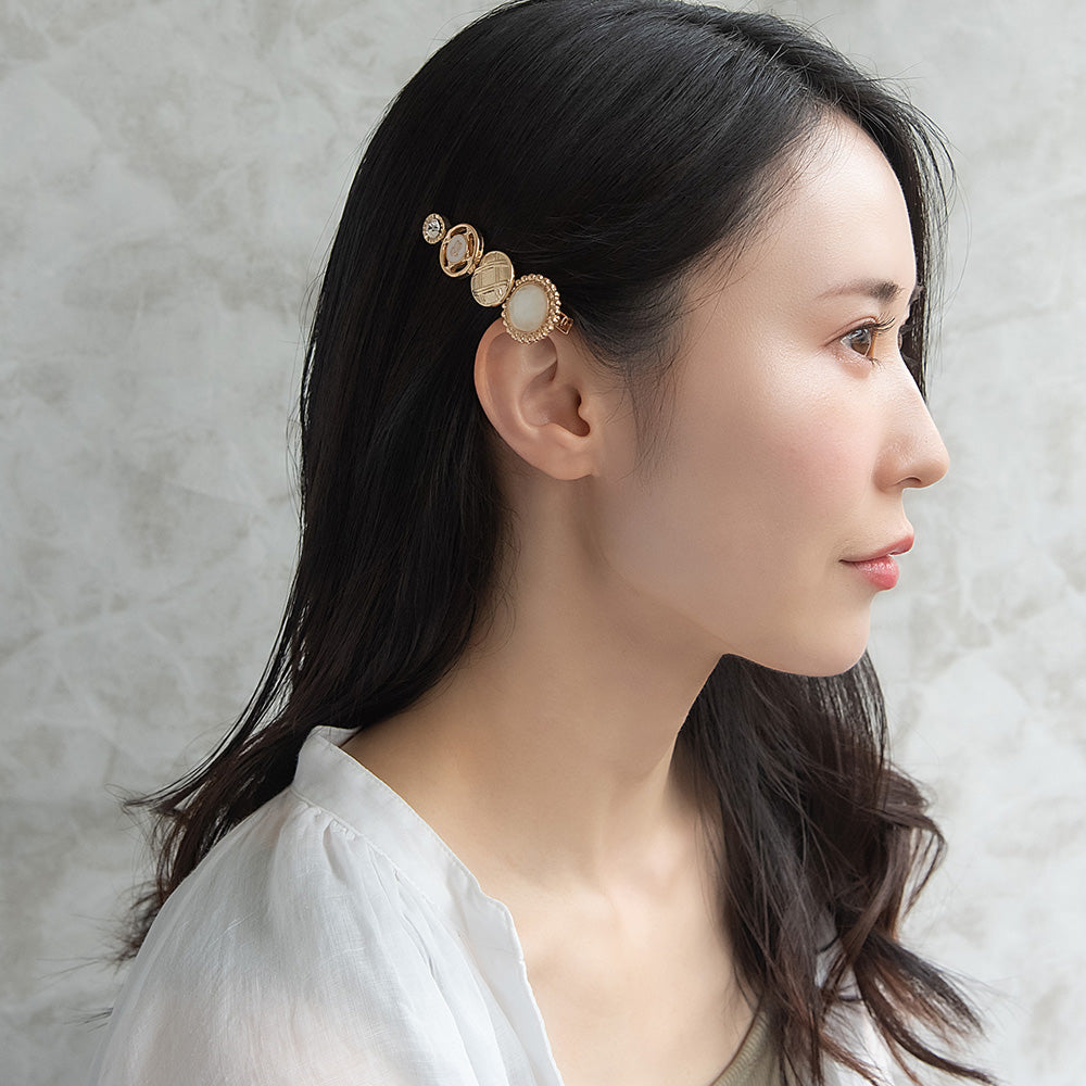 ヘアクリップ メタル ビジュー ストーン