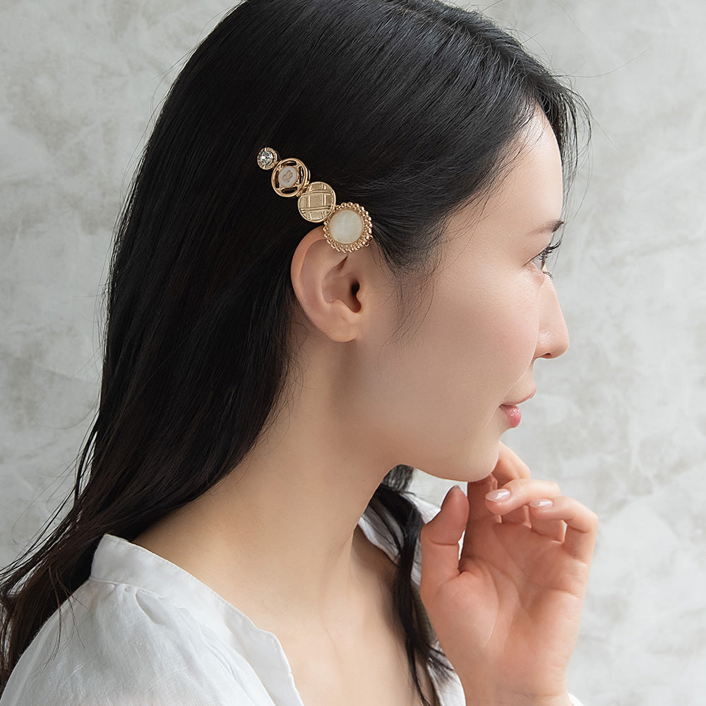 ヘアクリップ メタル ビジュー ストーン