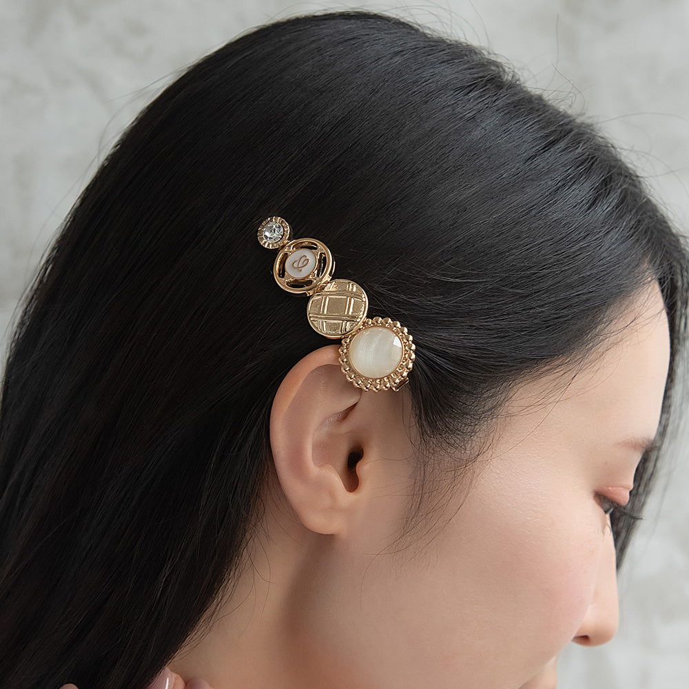 ヘアクリップ メタル ビジュー ストーン