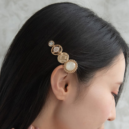 ヘアクリップ メタル ビジュー ストーン