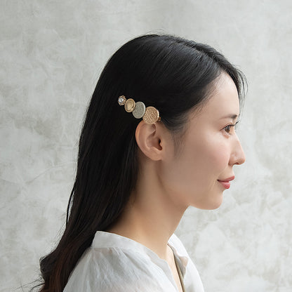 ヘアクリップ メタル パール