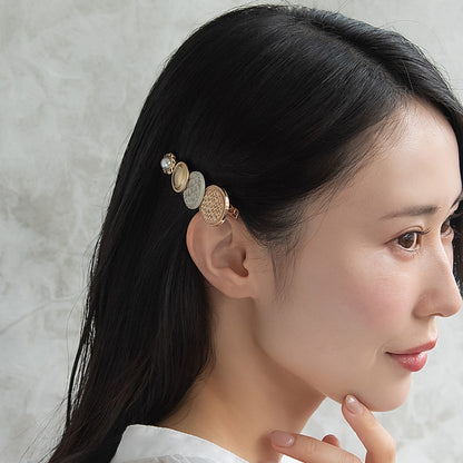 ヘアクリップ メタル パール
