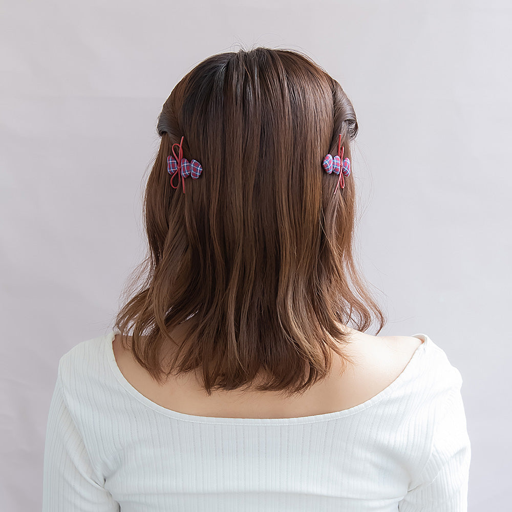 ヘアクリップ リボン チェック柄 ハート 2個セット – OSEWAYA