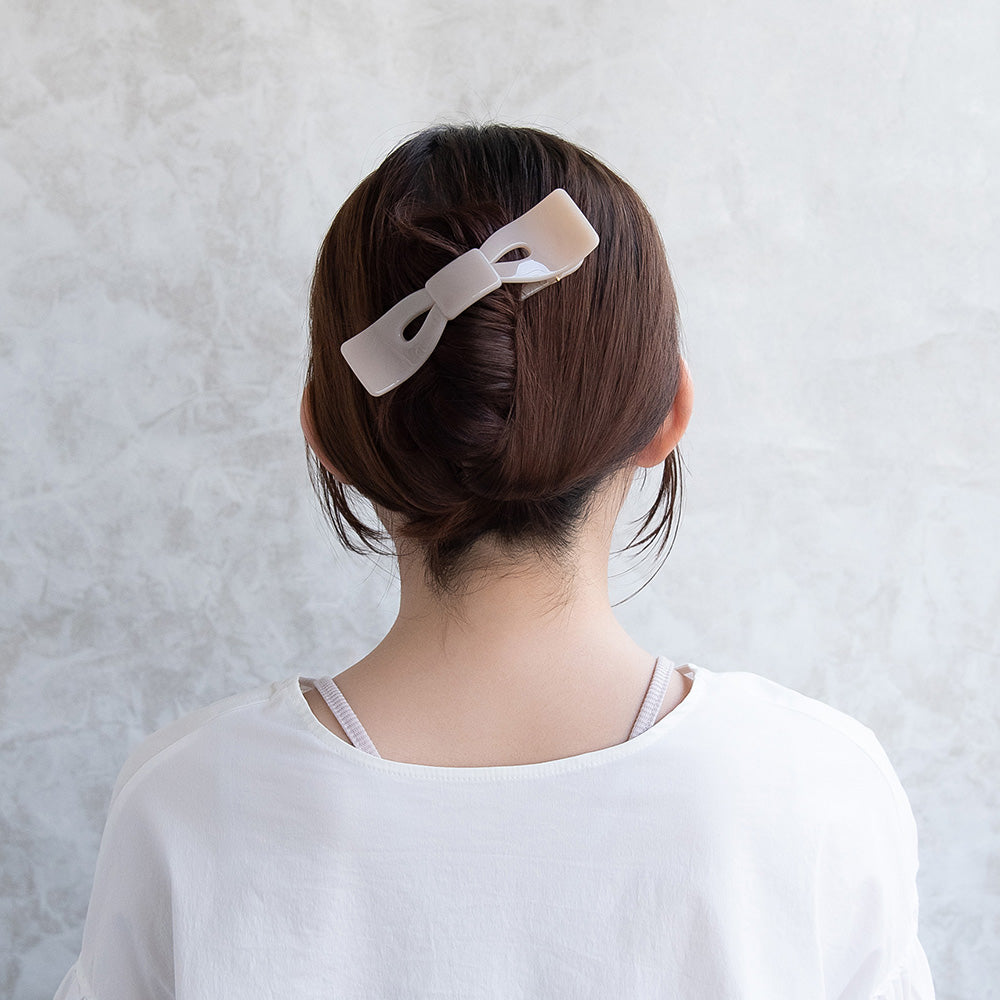 ヘアクリップ ウェーブ リボン カラー サイドクリップ