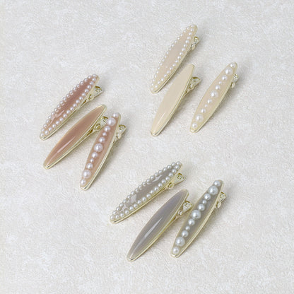 ヘアクリップ NOUVE. オーバル パール カラー 3個セット ミニ サイドクリップ