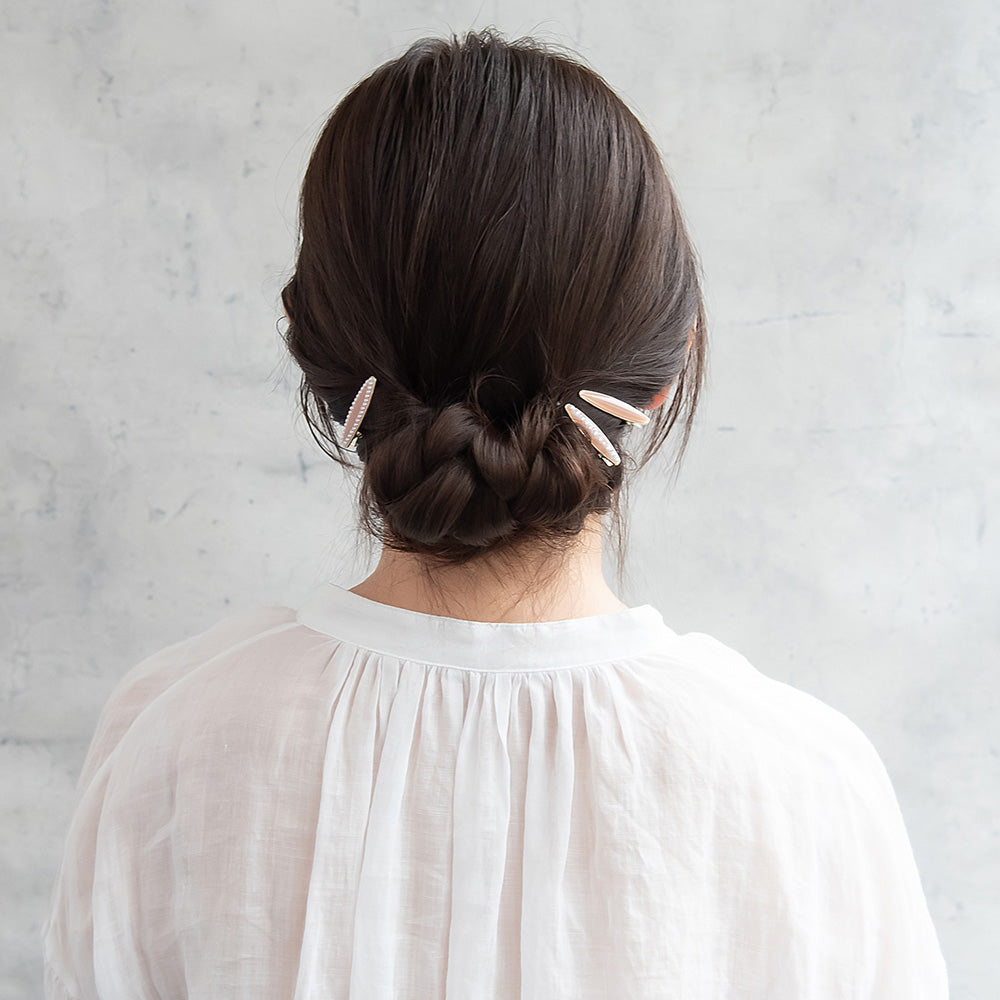 ヘアクリップ NOUVE. オーバル パール カラー 3個セット ミニ サイドクリップ