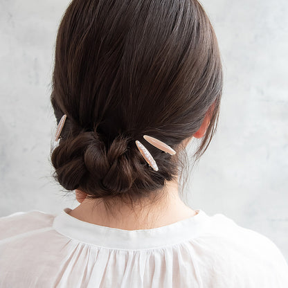 ヘアクリップ NOUVE. オーバル パール カラー 3個セット ミニ サイドクリップ