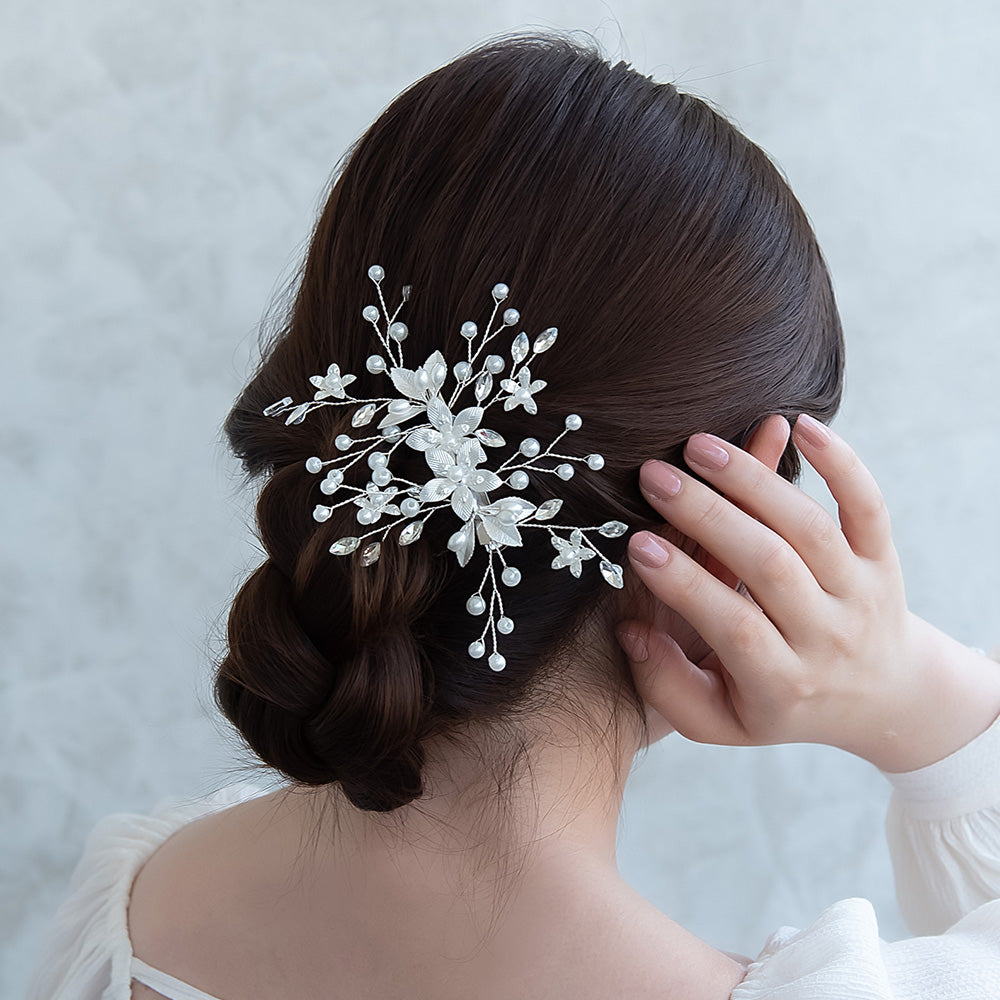 Classy ヘアクリップ メタル フラワー プラパール ワイヤー ストーン