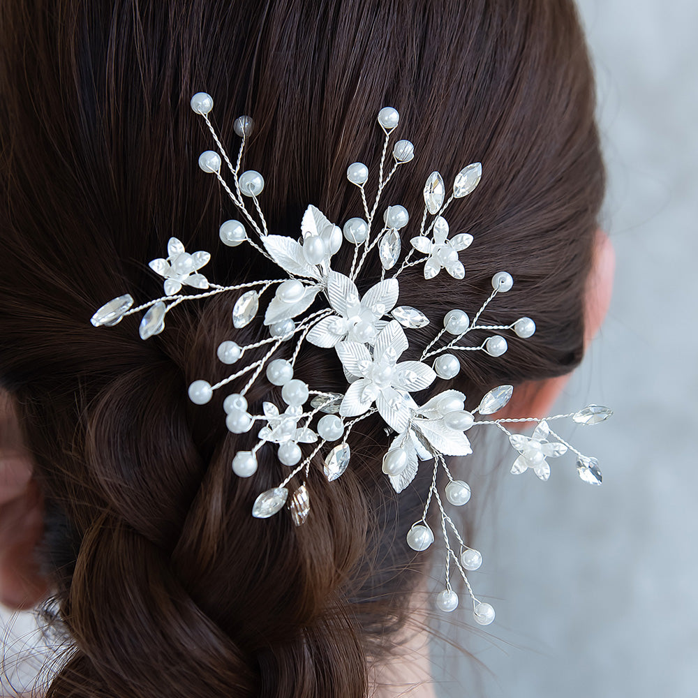 Classy ヘアクリップ メタル フラワー プラパール ワイヤー ストーン