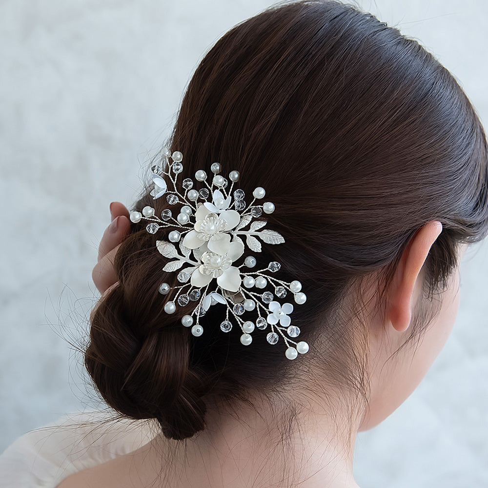 Classy ヘアクリップ メタル フラワー プラパール ワイヤー ストーン