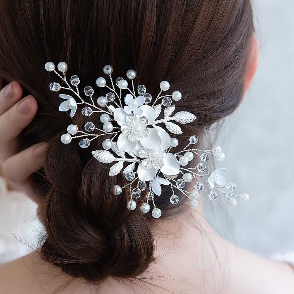 Classy ヘアクリップ メタル フラワー プラパール ワイヤー ストーン