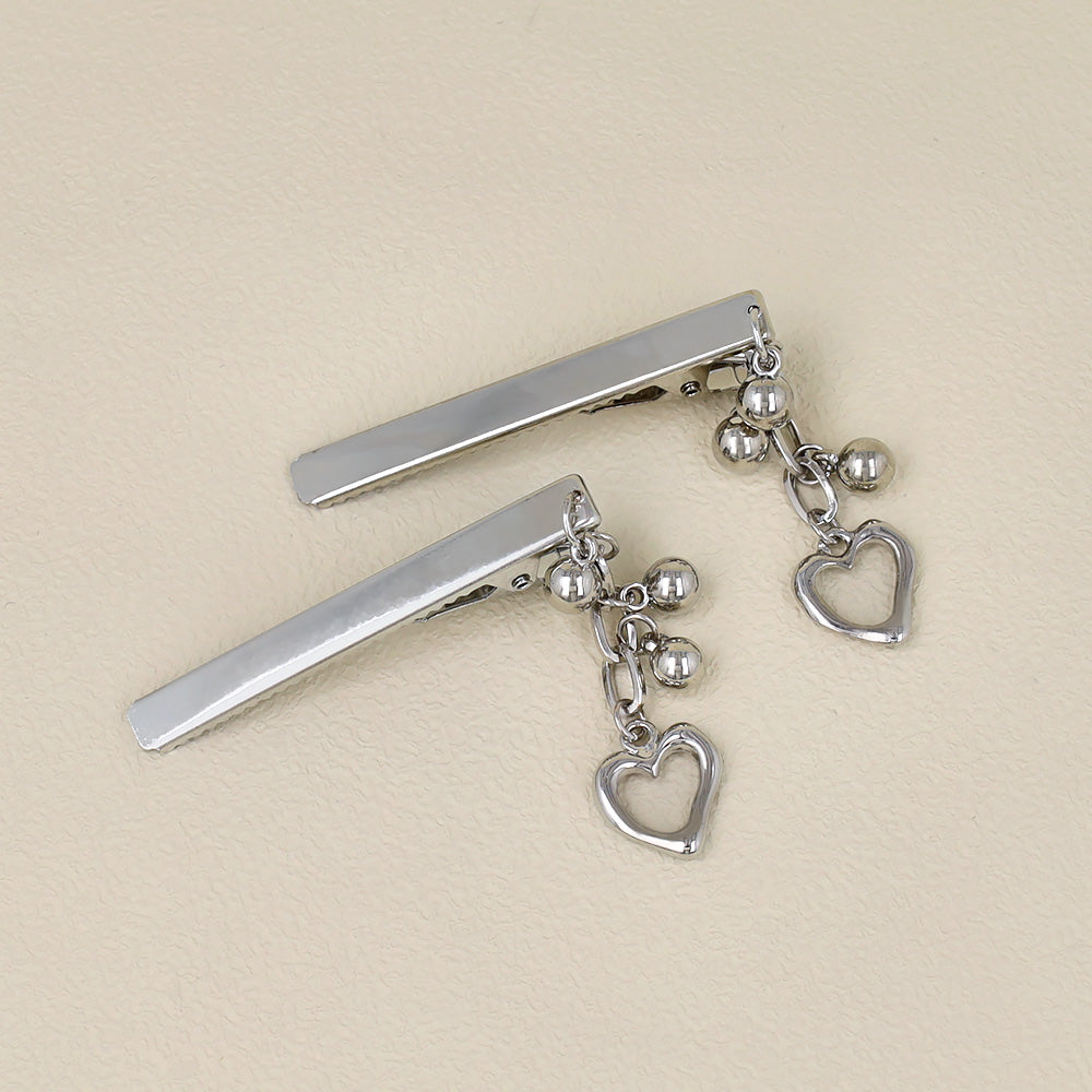 ヘアクリップ yura メタル ボール ハート チェーン 下がり 2個セット