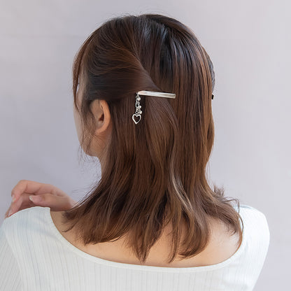 ヘアクリップ yura メタル ボール ハート チェーン 下がり 2個セット サイドクリップ