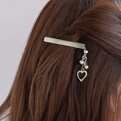 ヘアクリップ yura メタル ボール ハート チェーン 下がり 2個セット サイドクリップ