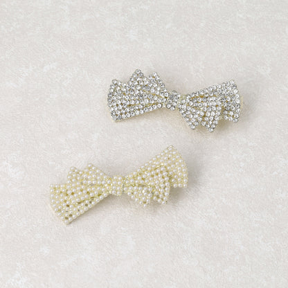 ヘアクリップ NOUVE. メニー ストーン パール リボン サイドクリップ