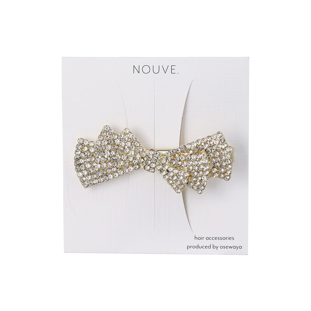 ヘアクリップ NOUVE. メニー ストーン パール リボン サイドクリップ