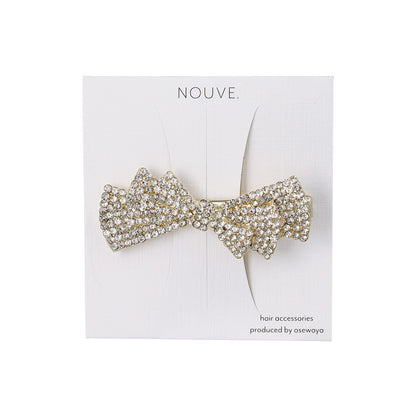 ヘアクリップ NOUVE. メニー ストーン パール リボン サイドクリップ