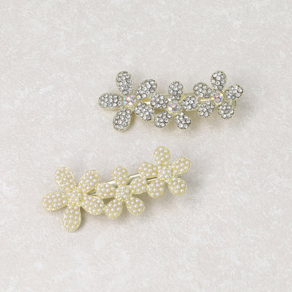 ヘアクリップ NOUVE. メニー ストーン パール フラワー サイドクリップ