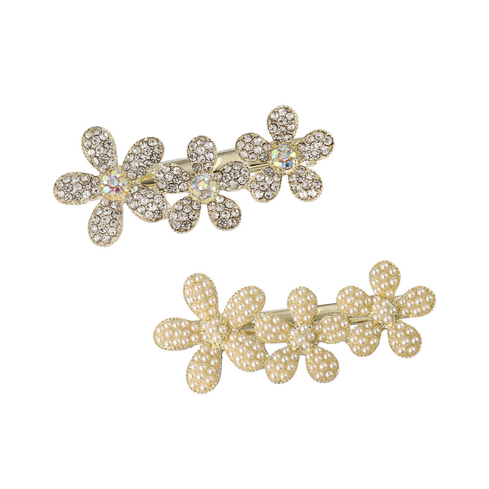 ヘアクリップ NOUVE. メニー ストーン パール フラワー サイドクリップ