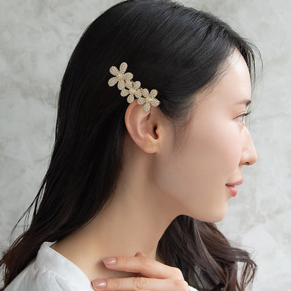 ヘアクリップ NOUVE. メニー ストーン パール フラワー サイドクリップ