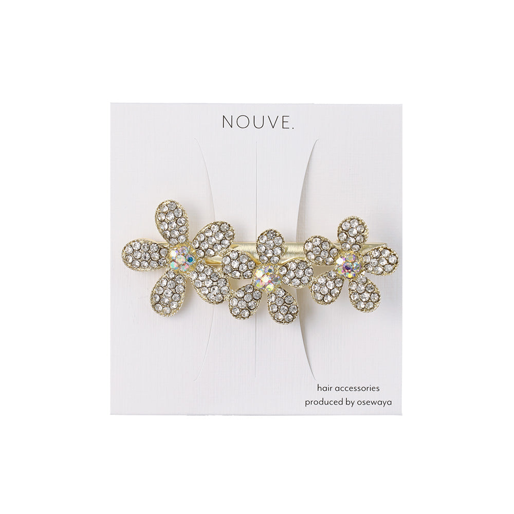 ヘアクリップ NOUVE. メニー ストーン パール フラワー サイドクリップ