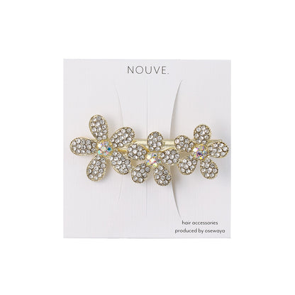 ヘアクリップ NOUVE. メニー ストーン パール フラワー サイドクリップ