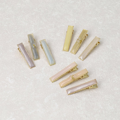 ヘアクリップ Jewel epo ストーン マーブルカラー ラメ ３個セット サイドクリップ ミニクリップ