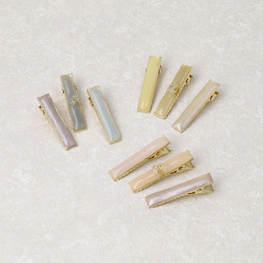 ヘアクリップ Jewel epo ストーン マーブルカラー ラメ ３個セット サイドクリップ ミニクリップ