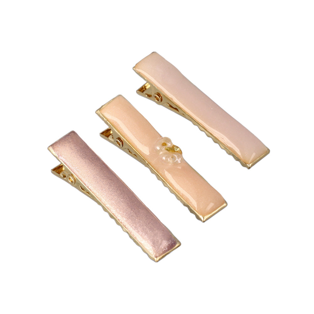 ヘアクリップ Jewel epo ストーン マーブルカラー ラメ ３個セット サイドクリップ ミニクリップ