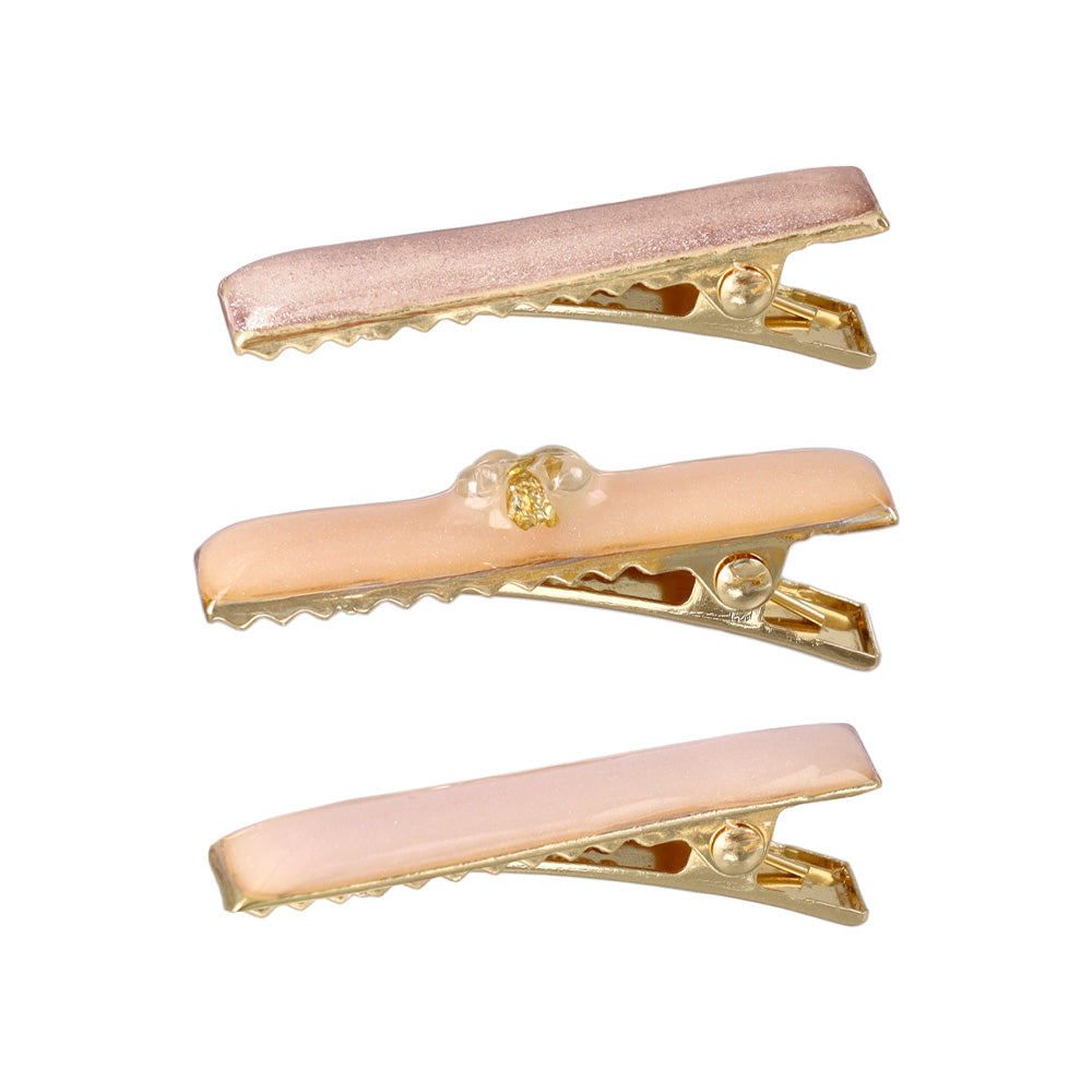 ヘアクリップ Jewel epo ストーン マーブルカラー ラメ ３個セット サイドクリップ ミニクリップ