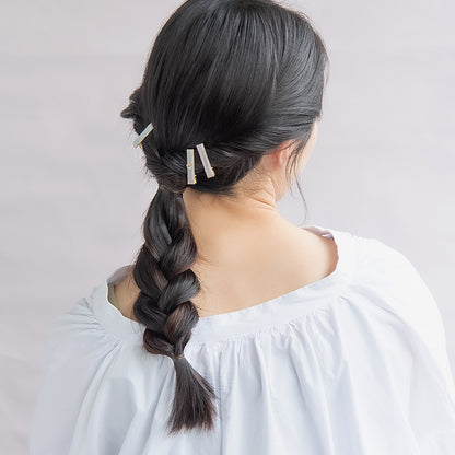 ヘアクリップ Jewel epo ストーン マーブルカラー ラメ ３個セット サイドクリップ ミニクリップ