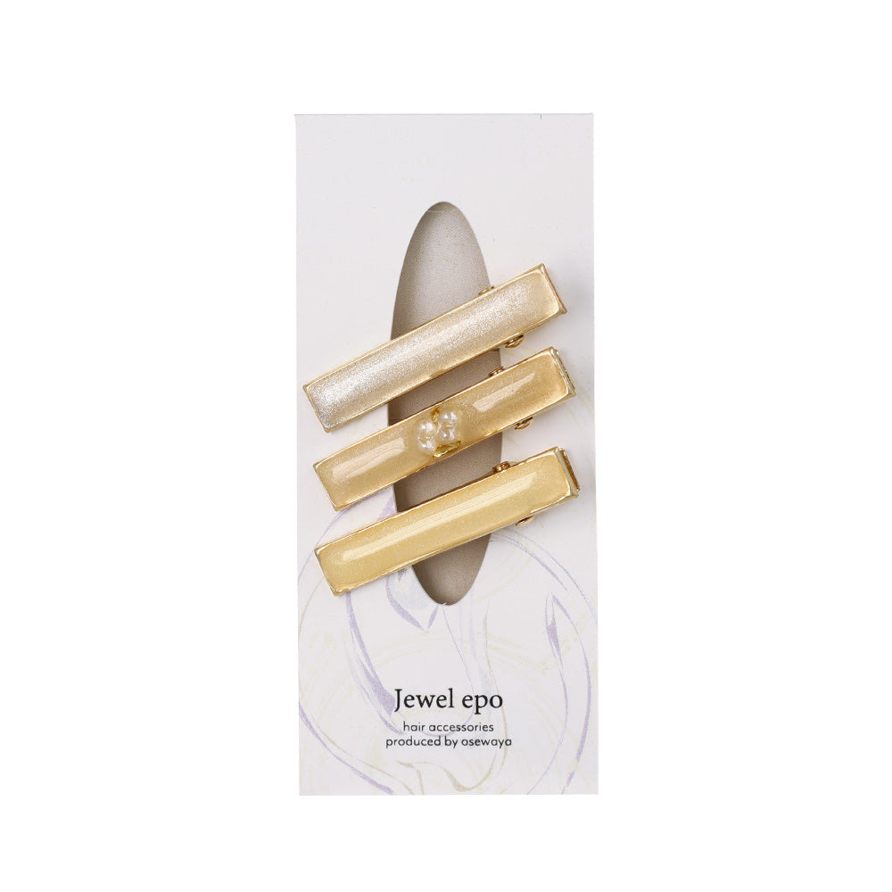 ヘアクリップ Jewel epo ストーン マーブルカラー ラメ ３個セット サイドクリップ ミニクリップ