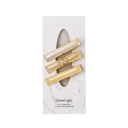 ヘアクリップ Jewel epo ストーン マーブルカラー ラメ ３個セット サイドクリップ ミニクリップ