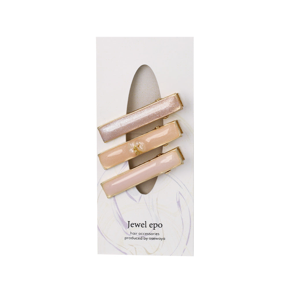 ヘアクリップ Jewel epo ストーン マーブルカラー ラメ ３個セット サイドクリップ ミニクリップ