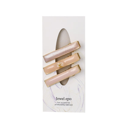 ヘアクリップ Jewel epo ストーン マーブルカラー ラメ ３個セット サイドクリップ ミニクリップ