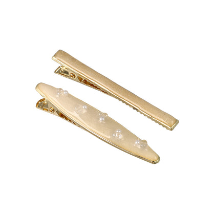 ヘアクリップ Jewel epo ストーン パール マーブルカラー 2個セット サイドクリップ