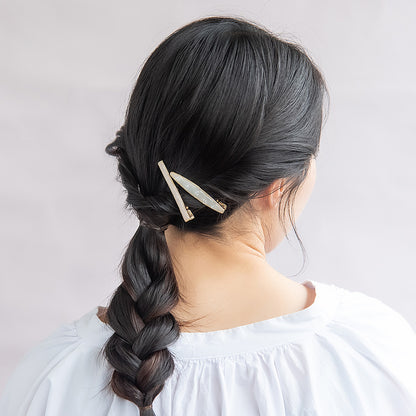 ヘアクリップ Jewel epo ストーン パール マーブルカラー 2個セット サイドクリップ