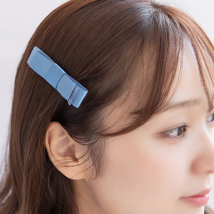 ヘアクリップ リボン サテン 2個セット サイドクリップ