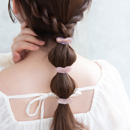 ヘアクリップ ハート ラメ マーブル カラー ３個セット ミニ サイドクリップ