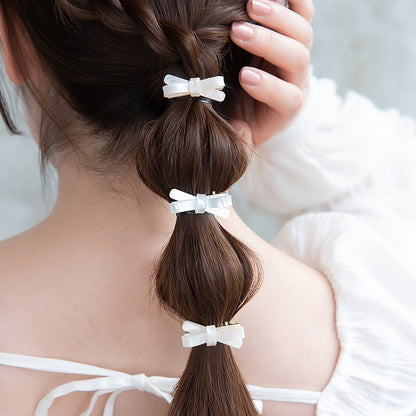 ヘアクリップ ニッケルフリー マーブル カラー リボン ３個セット ミニ サイドクリップ